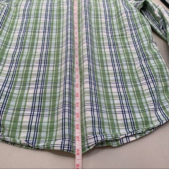 Fossil Brand men's long sleeve button down casual shirt Green Blue White Plaid L - Picture 10 of 10